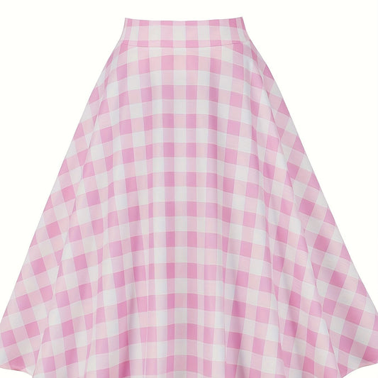  Plaid Print A Line Swing Skirt For Summer