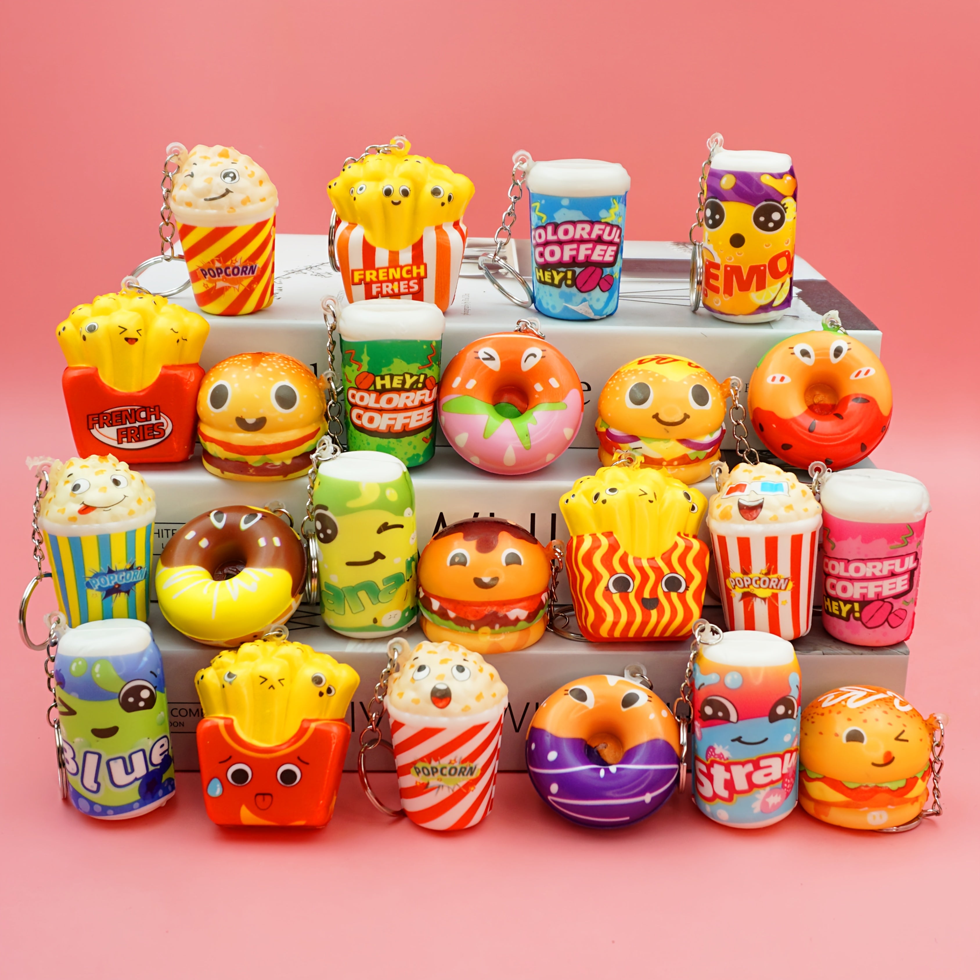 Food Shaped Keychain Squishies Keychain Squeeze Toys Various Styles