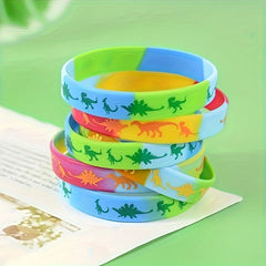 12pcs Jurassic Dinosaur Silicone Bracelets for Party Favors