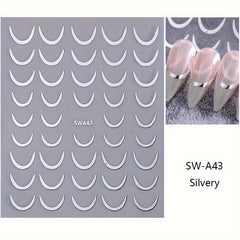 Geometric Pattern Nail Art Decals Space Themed Semi Circular Embellishments