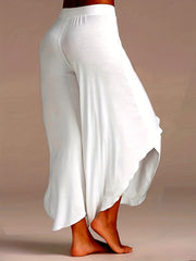 Plus Size Solid Split Stretch Wide Leg Pants