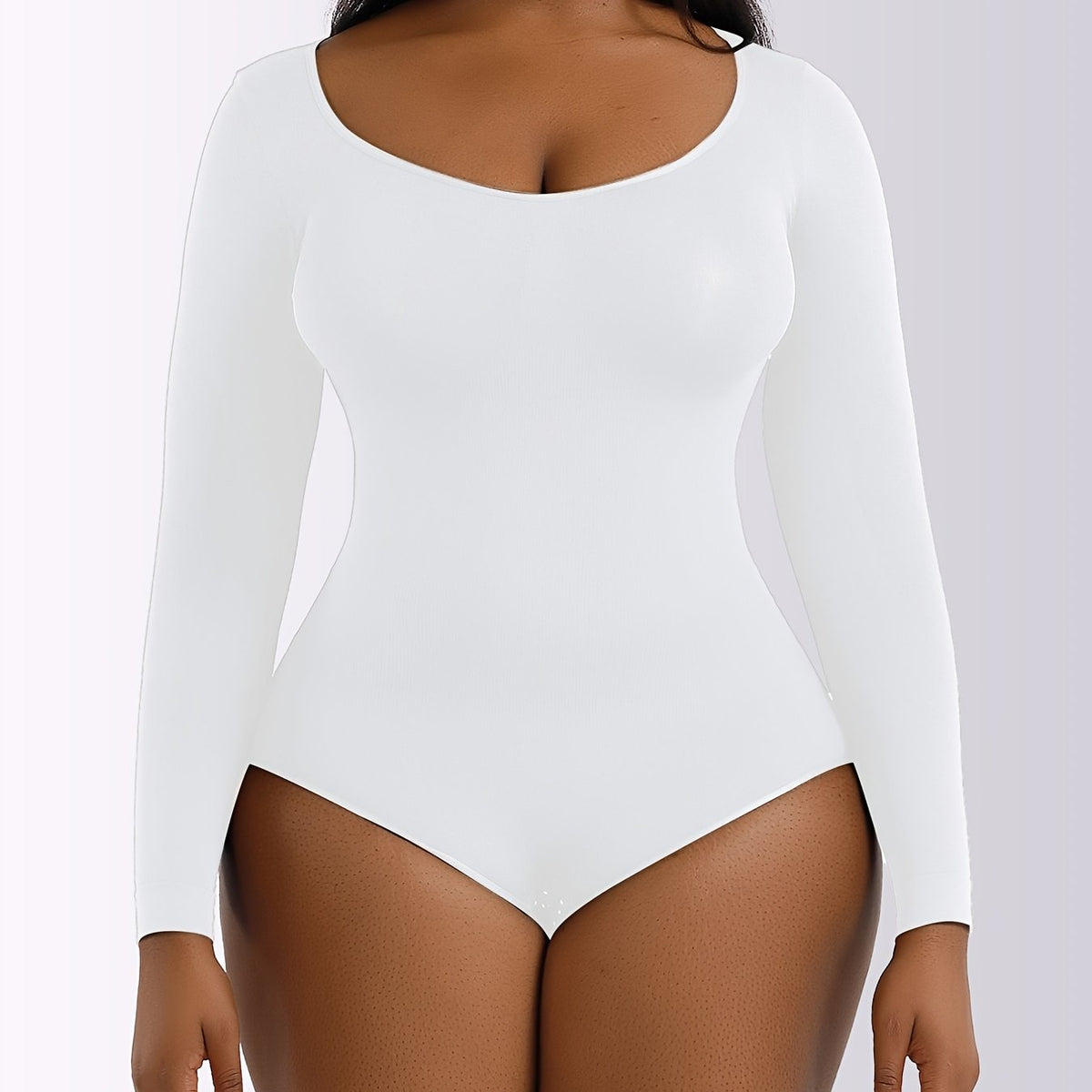 Women's Boat Neck Bodysuit Long Sleeve Thong Jumpsuit
