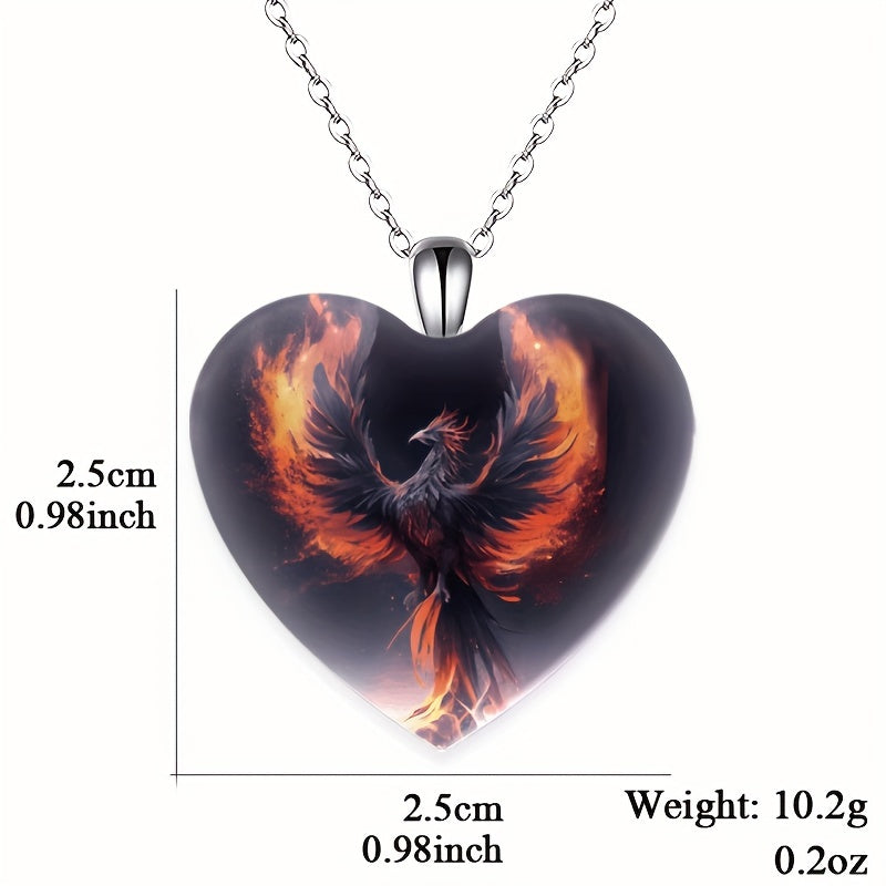 Men's Crystal Heart Pendant With Eagle Wings - Party Jewelry Gift