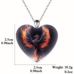 Men's Crystal Heart Pendant With Eagle Wings - Party Jewelry Gift