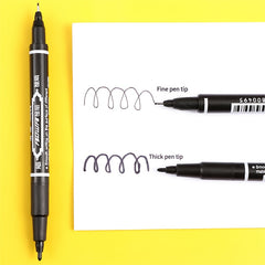 12pcs Double-Headed Marker Pens & Red Sketching Pens