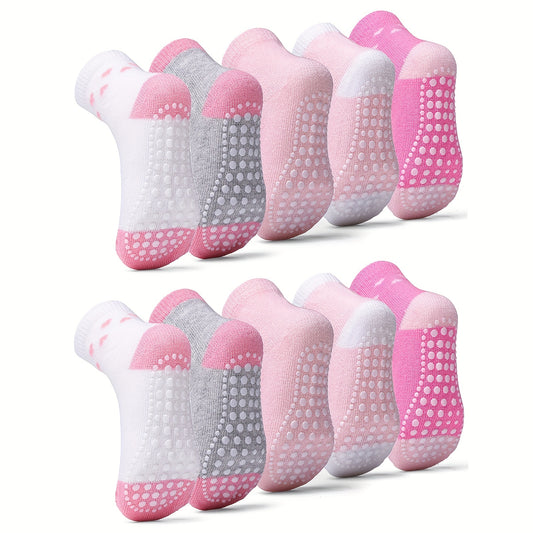 10pairs Baby Girls Kids Non slip Socks Block Socks Toddler Indoor Socks