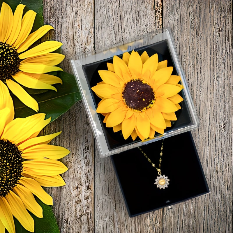 Charming Sunflower Necklace & Flower Gift Set for Thanksgiving Christmas