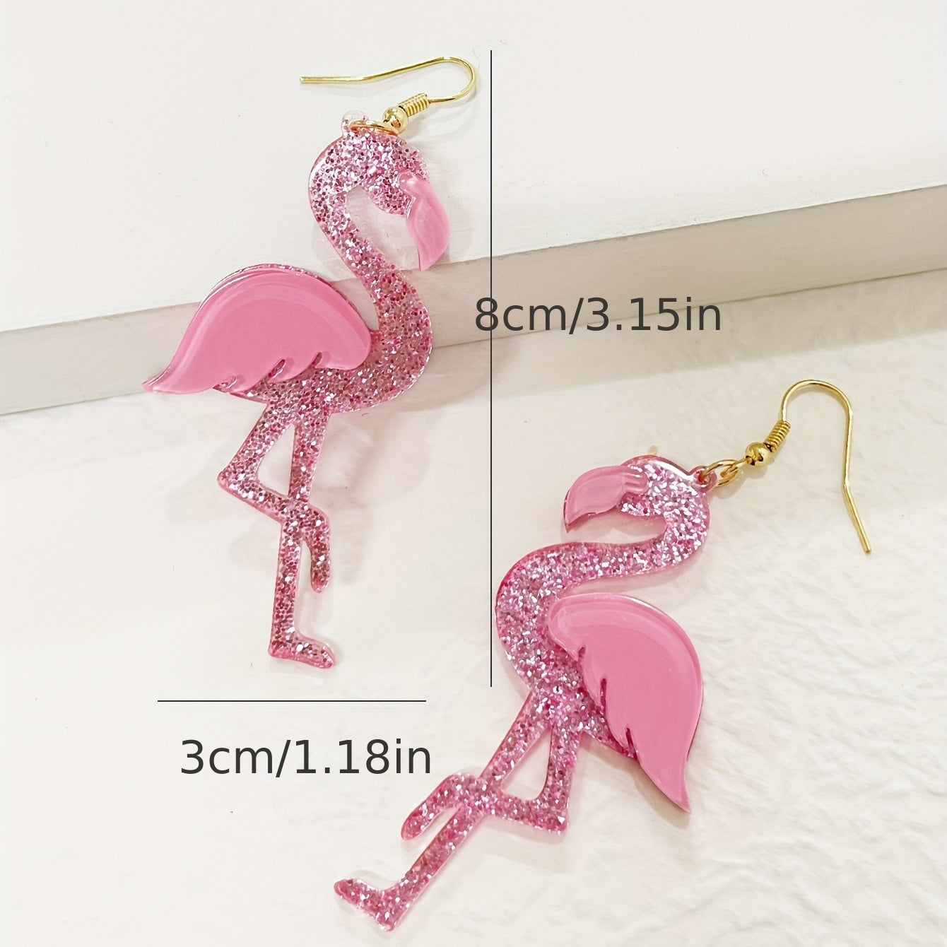 Western Style Pink Flamingo Earrings Acrylic Jewelry