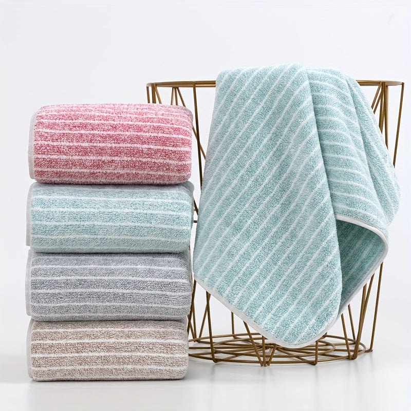 1pc Striped Pattern Hand Towel Coral Fleece Soft Absorbent Towel