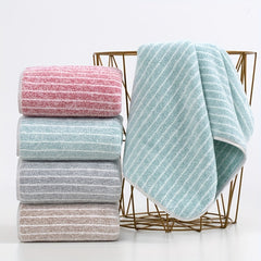 1pc Striped Pattern Hand Towel Coral Fleece Soft Absorbent Towel