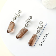 3pcs Colorful Crystal Quartz Dreadlock Hair Ring Spiral Coils Clips