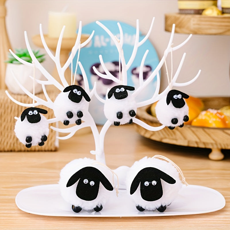 6pcs Lamb Decoration Pendant, 2 Large & 4 Small, Sheep Hanging Ornaments