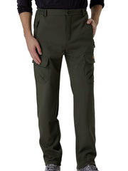 Men's Plush Thick Cargo Pants Windproof Waterproof Warm Outdoor Work Pants