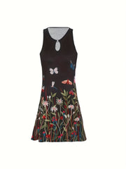  Floral & Butterfly Print Tank Dress