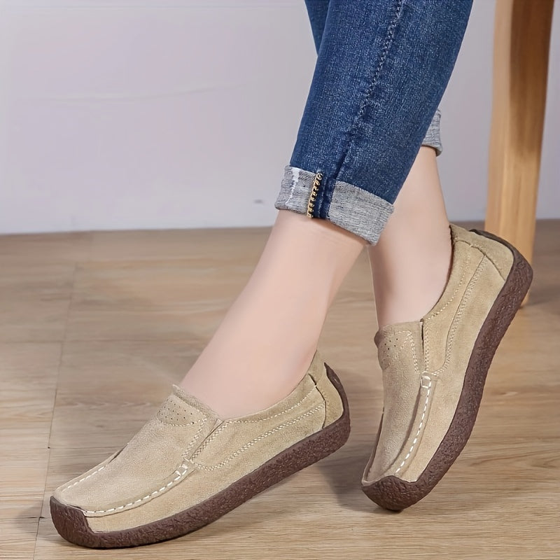 Women's Slip-On Boat Shoes Soft PU Leather Comfortable Walking Flats