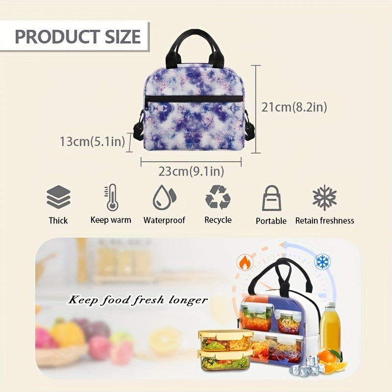 Tie Dye Splash Ink Insulated Lunch Bag Portable Thermal Cooler Tote Work Travel