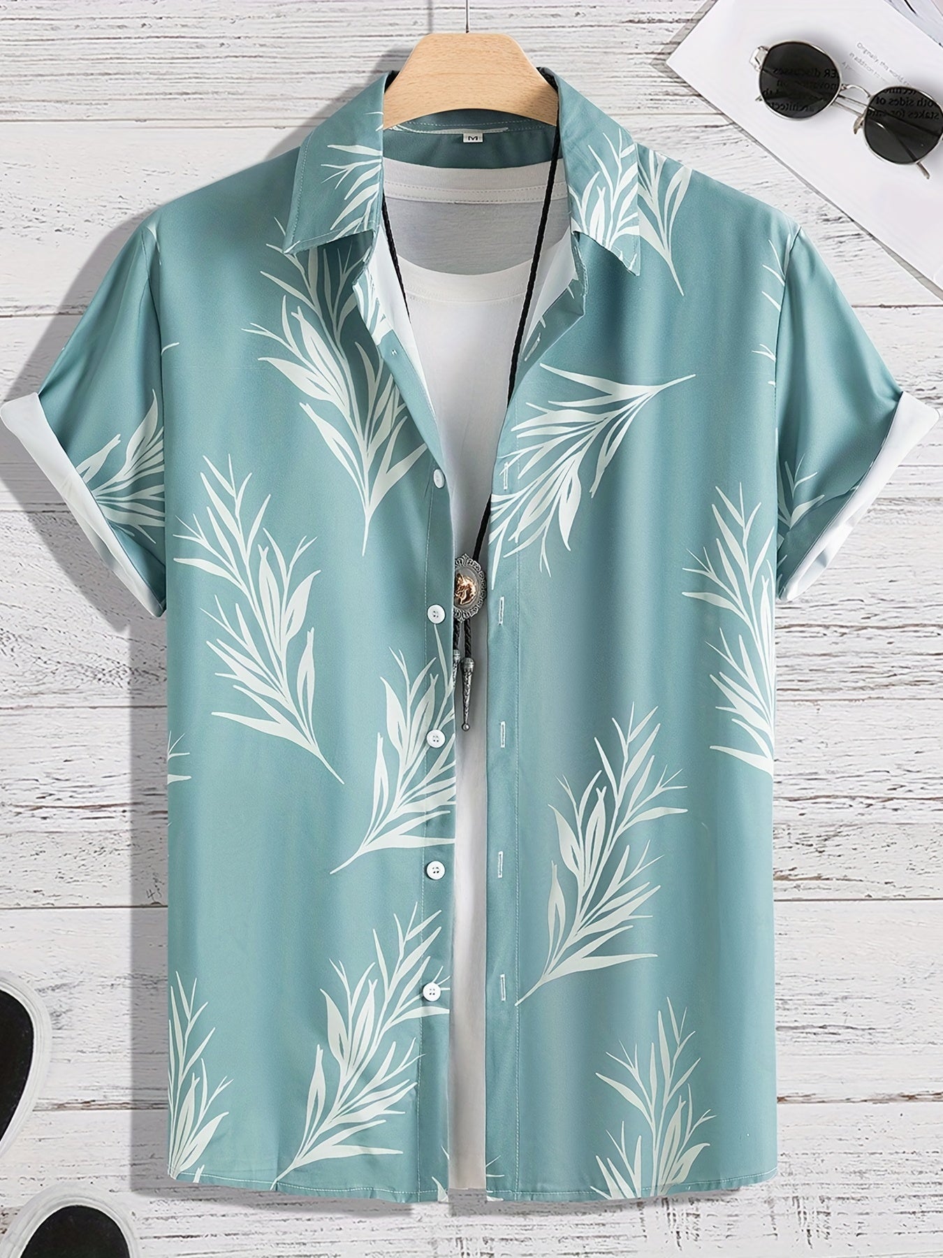 Men's Leaf Pattern Button Up Shirt
