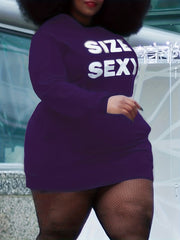  Letter Print Long Sleeve Hoodie Dress
