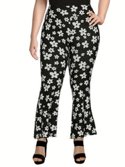 Women's Plus Floral Print High Rise Flared Leg Pants