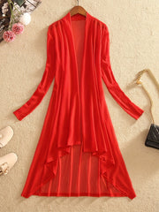 Hollow Out Open Front Cover Up Long Sleeve Beach Cardigan
