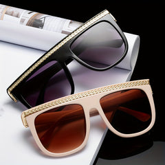 Large Square Sunglasses Flat Top UV400 Sun Shades