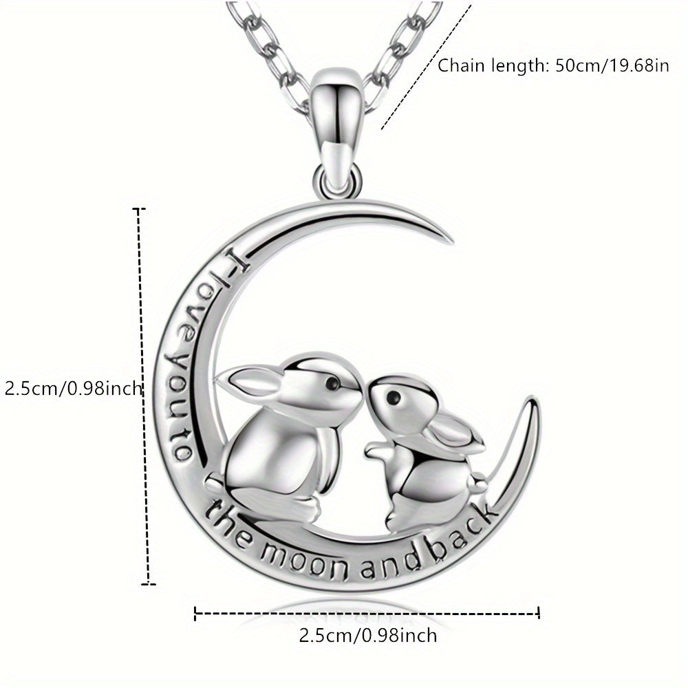 Bunny Necklace Double Rabbit Pendant Unique Gift for Women & Girls