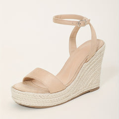 Women's Espadrille Wedge Sandals Open Toe Ankle Strap High Heels
