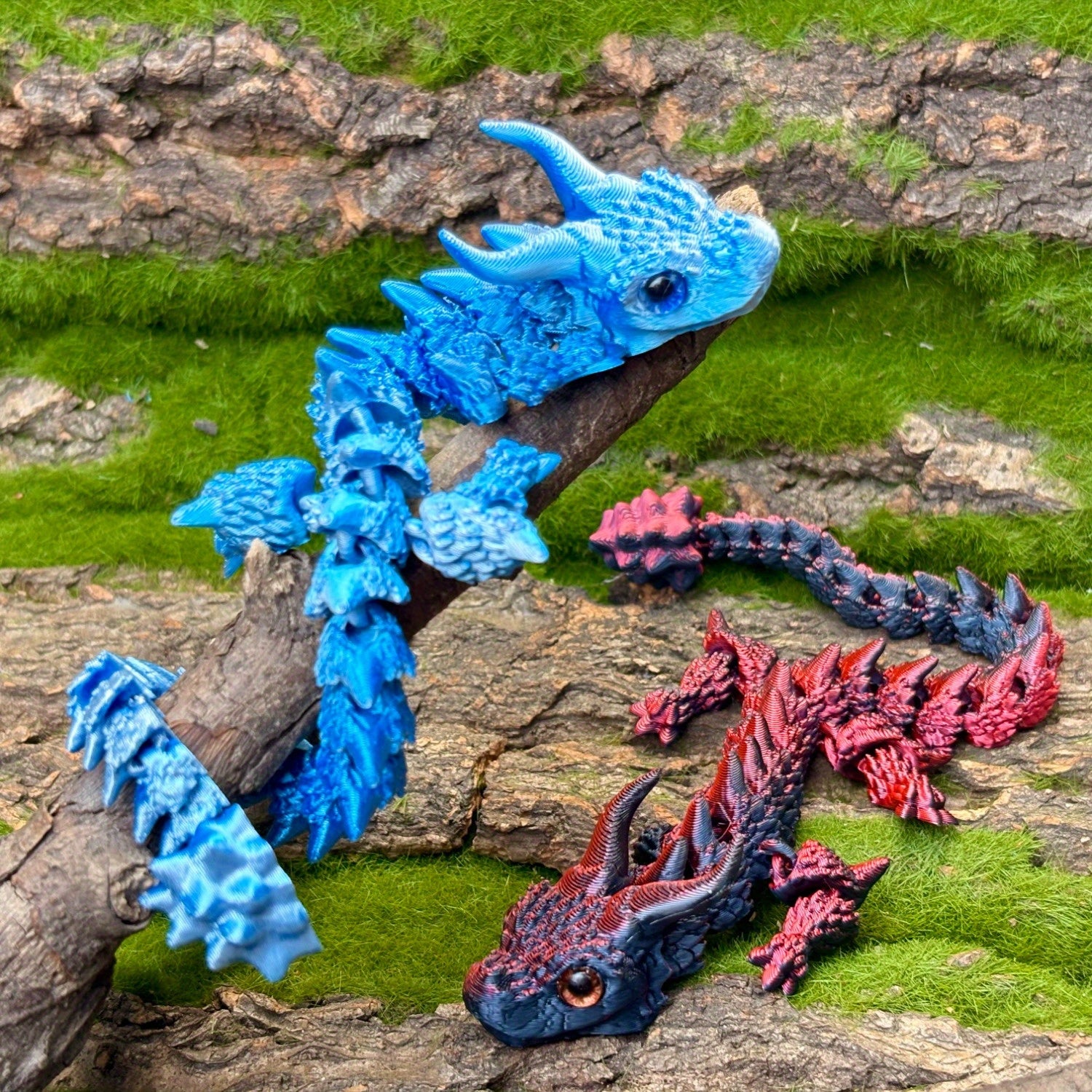 3D Printed Triceratops Figurine with Movable Parts and Simulated Eyes