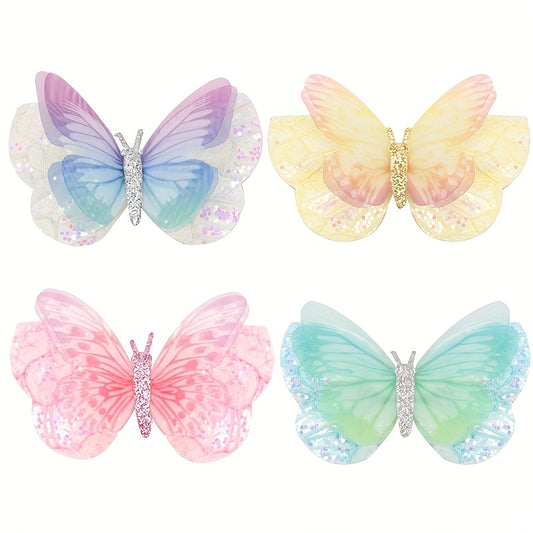 Baby Girls Glitter Sequin Butterfly Hair Clip Mini Hair Pins Party Accessories