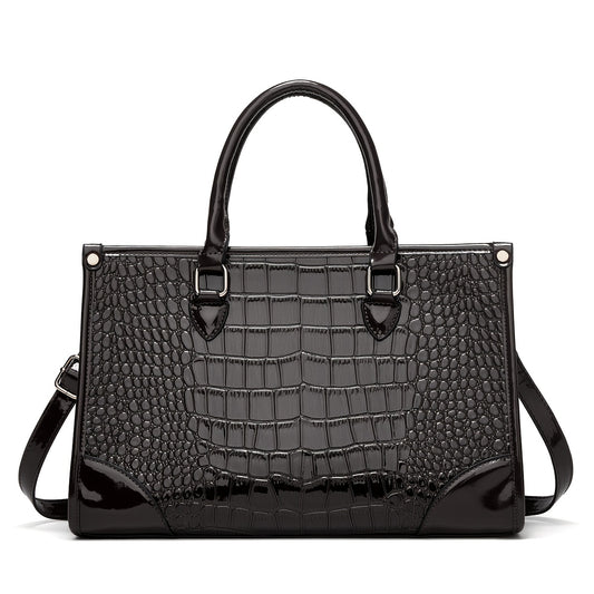 Crocodile Pattern Tote Bag Solid Handbag Classic Satchel Work Women's Bag