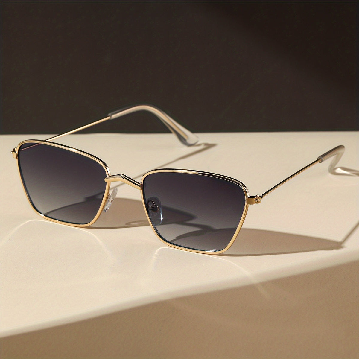 Square Frame Gradient Lens Sunglasses Thin Temple Cat Eye Glasses