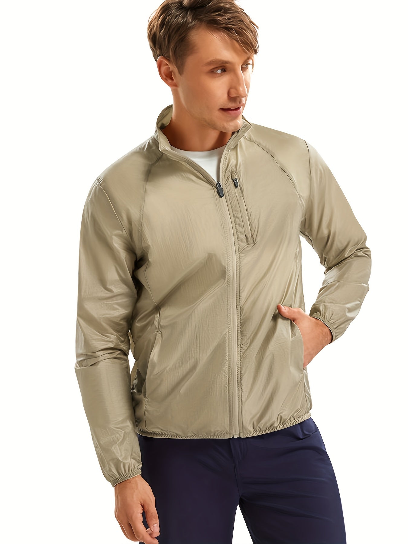 Men's Lightweight Zipper Jacket Sun Protection Sports Coat