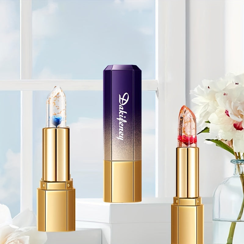 Color Changing Flower Lipstick with Temperature Sensing Golden Foil