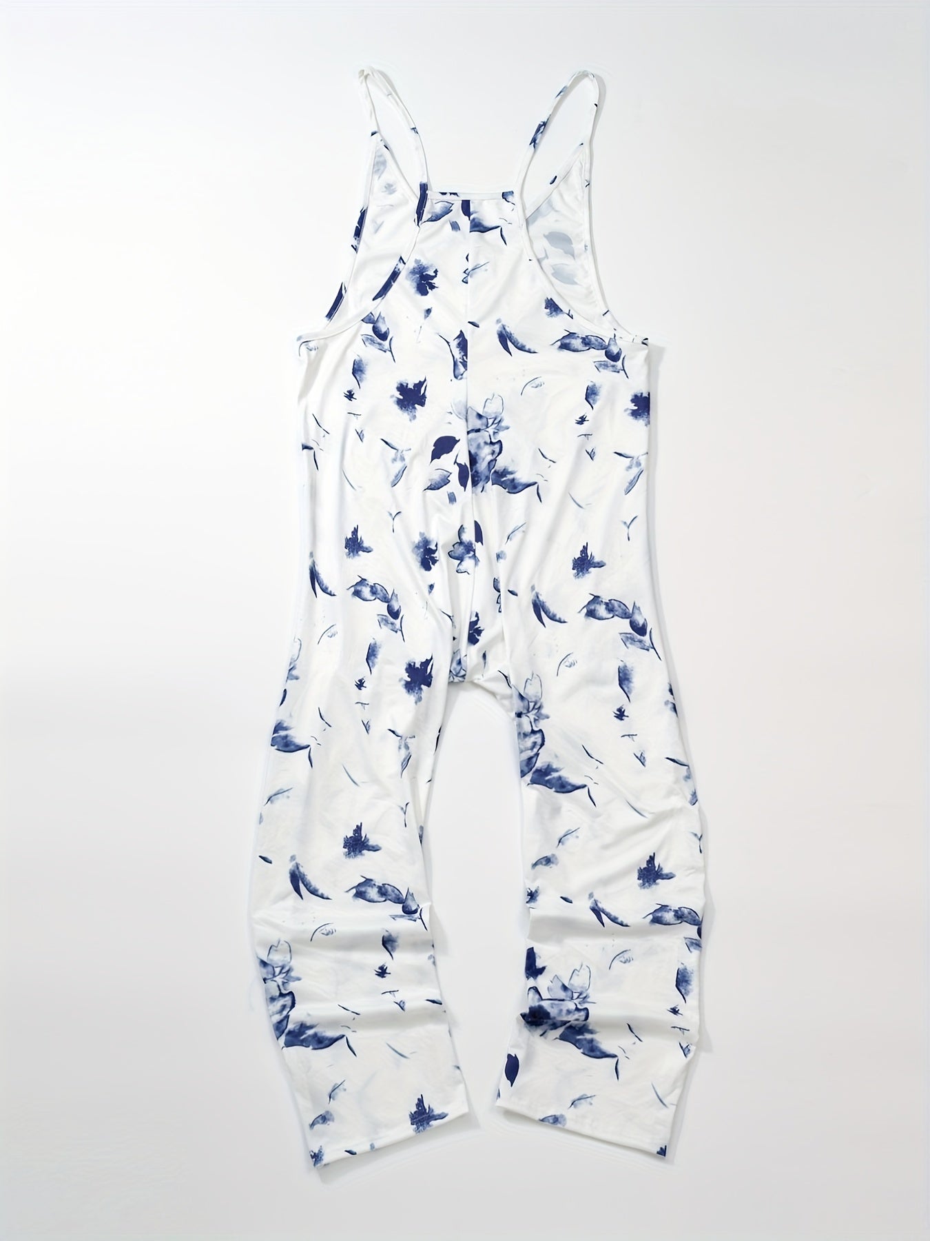 Floral Print Cami Overall Jumpsuit Boho Pocket Overall Jumpsuit