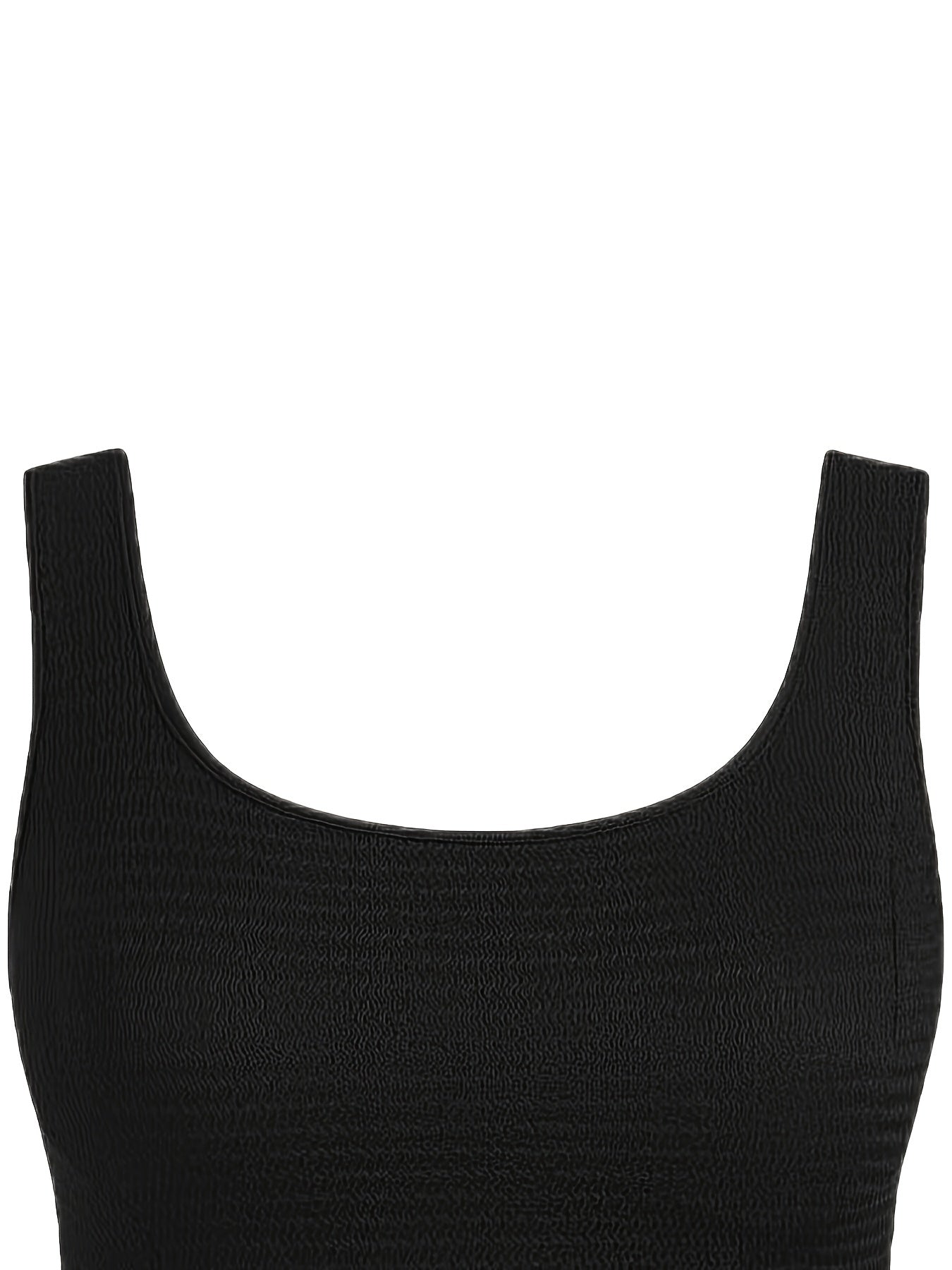  Solid Round Neck Tank Top & Drawstring Elastic Shorts Set