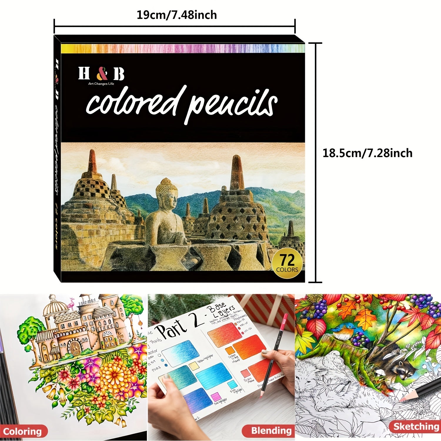 72 Colored Pencils Professional Artistic Sketching & Drawing Pencils