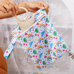Colorful Rainbow & Leaf Wet Dry Bag Zippered Storage Pouch Durable Polyester