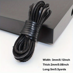 3mm Flat Round Leather Cord Dark Brown 5 Meters