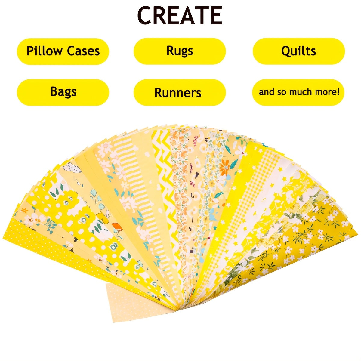 40pcs Yellow Series Quilting Fabric Strips 6x42cm for Patchwork DIY Crafts