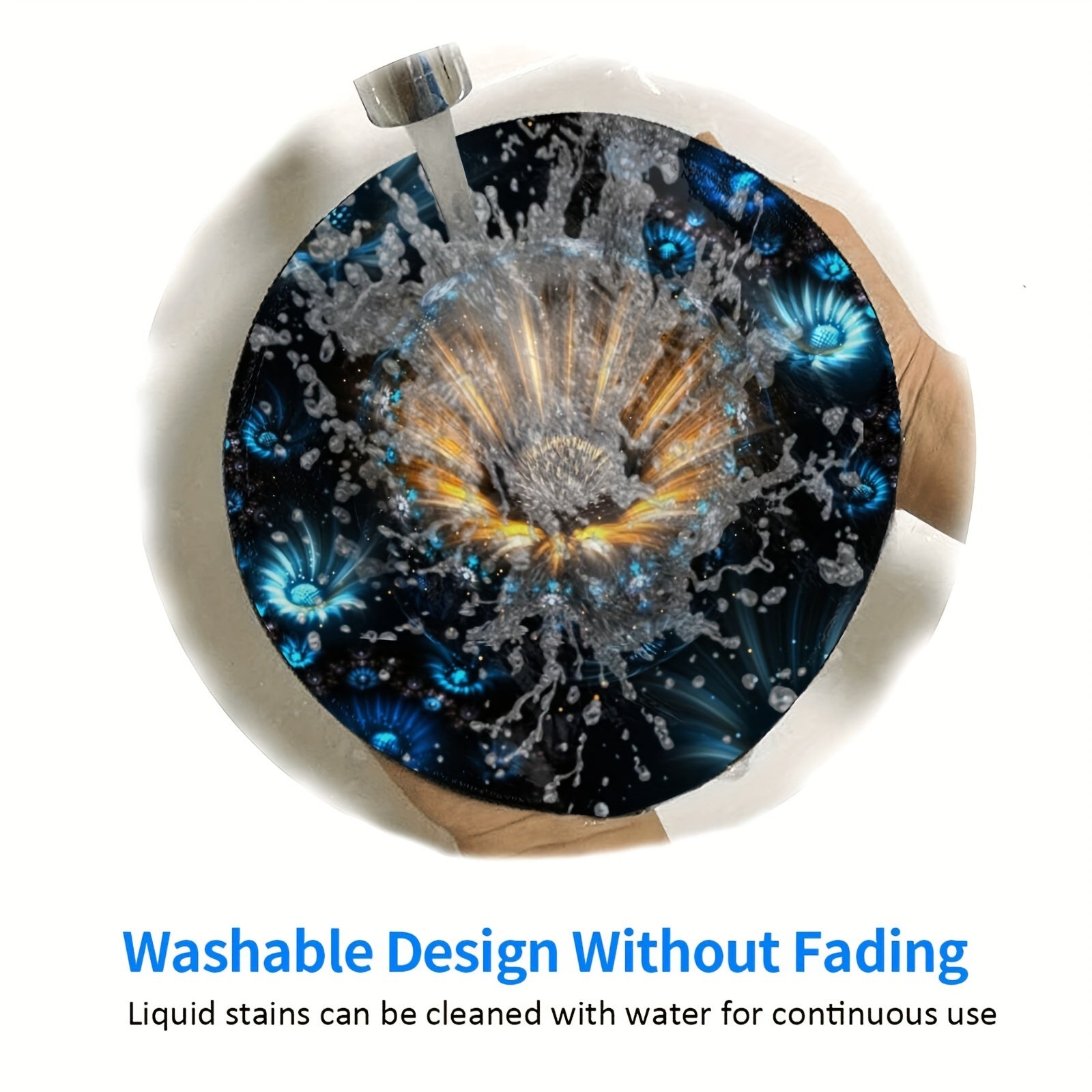 Golden Flower Pattern Round Game Mouse Pad 20x20cm