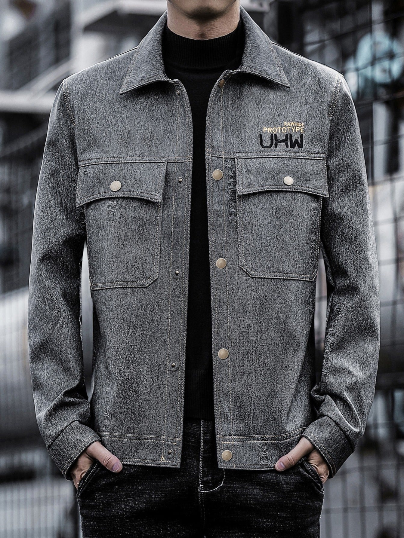 Men's Biker Leather Jacket - Size Up for Best Fit