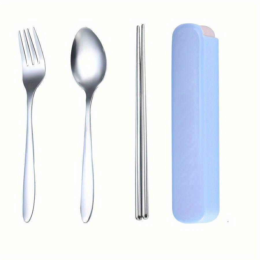 3pcs Stainless Steel Outdoor Tableware Set Spoon Fork Chopsticks