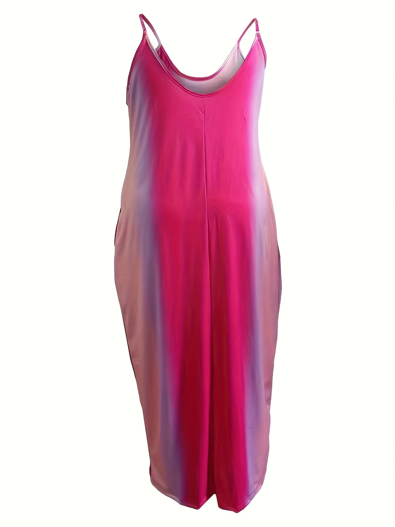  Tie Dye V Neck Loose Cami Maxi Dress Women's Plus