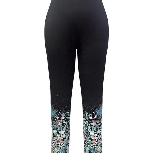 Women's Plus Floral Print High Rise Leggings
