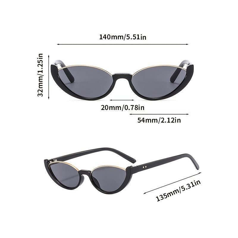 Vintage Half Rimless Oval Sunglasses Women Metal Frame Eyeglasses UV400