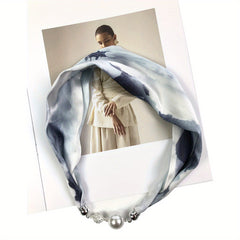 Pearl Necklace Scarf Magnetic Buckle Headband Silk Infinity