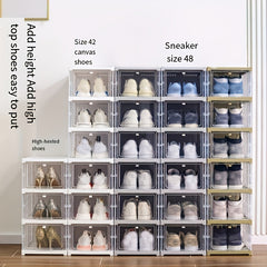 1pc Foldable Shoe Box Stackable Storage Bin Household Space Saving Organizer