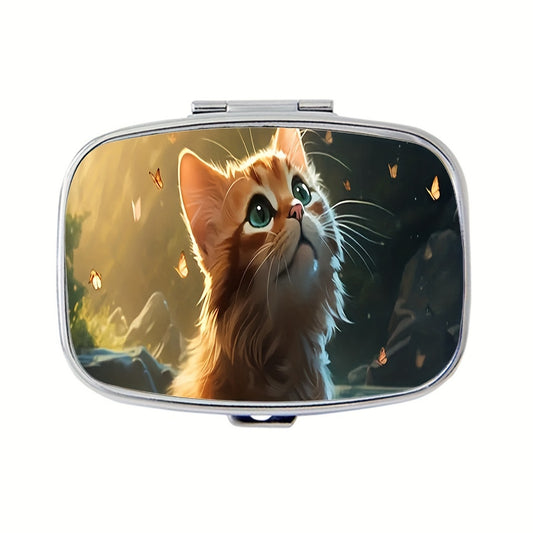 Cat 2 Compartment Pill Box Decorative Medicine Organizer