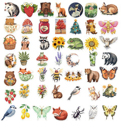 50pcs Cartoon Mystery Forest Stickers for Water Bottles Suitcases Laptops