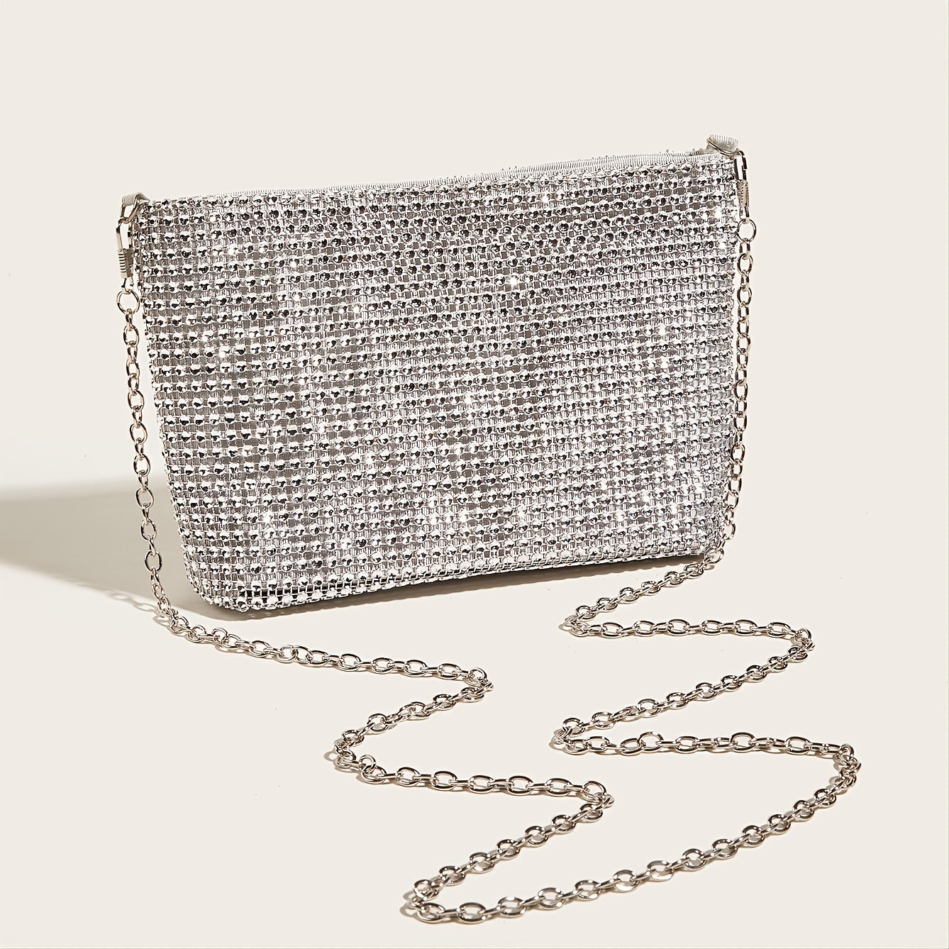 Glitter Evening Bag Women's Glamorous Clutch Bag With Chain Stylish Purse